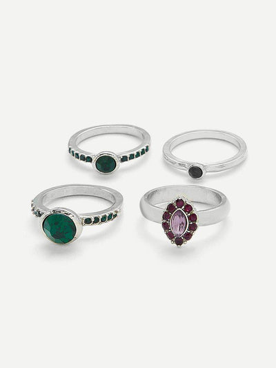 Rhinestone Ring Pack 4pcs-jewelry-Des Mess