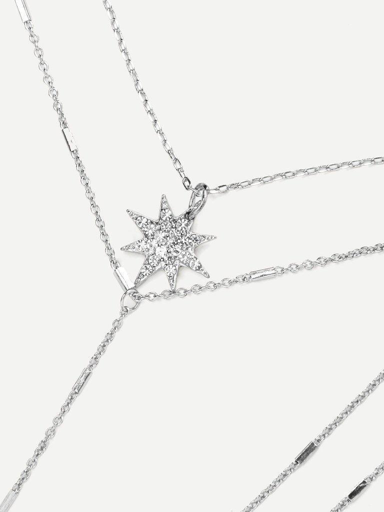 Layerd Chain Body Harness With Necklace-jewelry-Des Mess