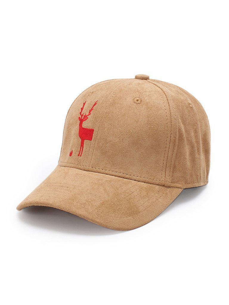 Embroidered Deer Suede Baseball Cap--Des Mess