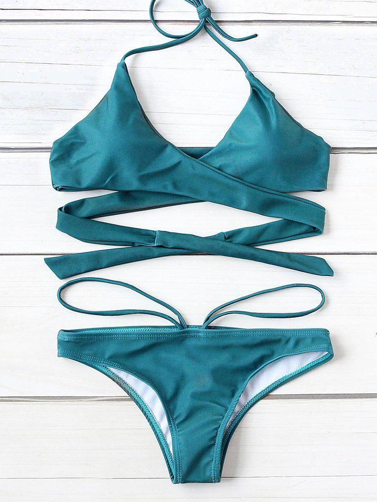 Halter Design Wrap Bikini Set--Des Mess