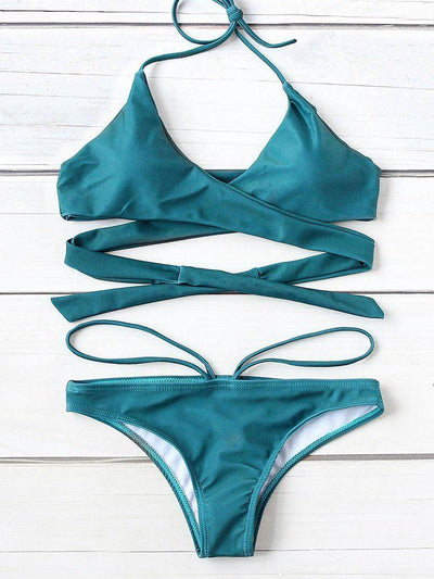 Halter Design Wrap Bikini Set--Des Mess