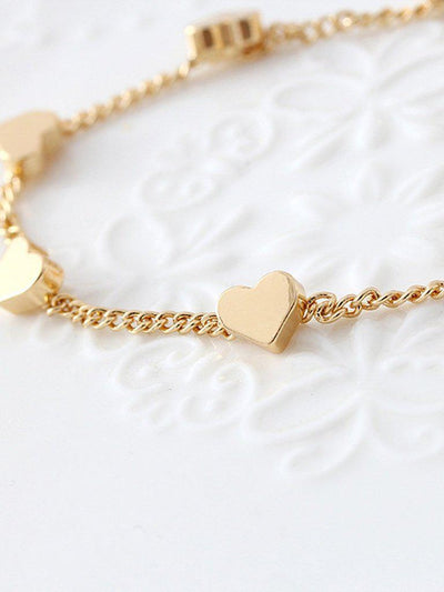 Heart Charm Chain Bracelet--Des Mess