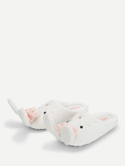 Rabbit Design Flat Slippers With Bow-shoes-Des Mess