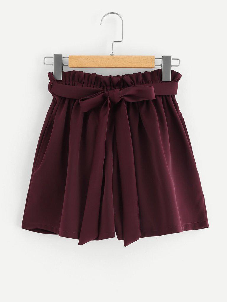 Frill Waist Self Tie Shorts-bottom-Des Mess