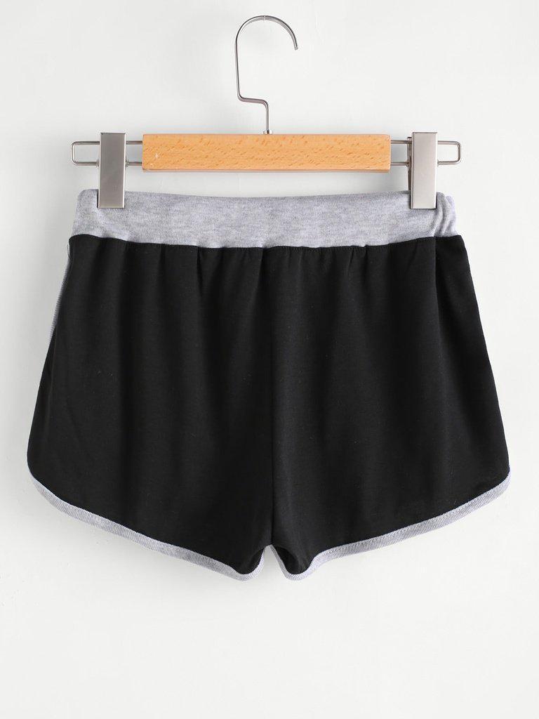 Drawstring Waist Ringer Shorts-bottom-Des Mess