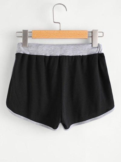 Drawstring Waist Ringer Shorts-bottom-Des Mess