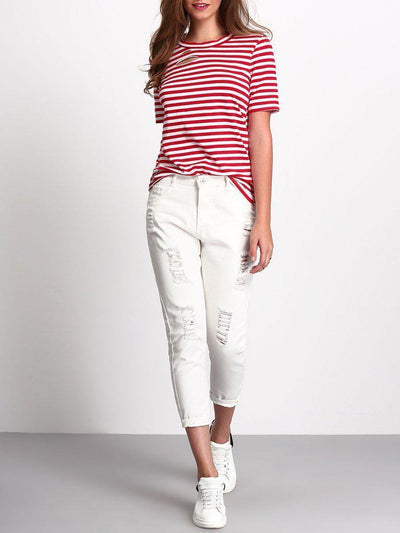 Frayed Ripped Capri Jeans-bottom-Des Mess