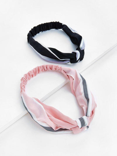 Striped Knot Headband 2pcs-hair-Des Mess
