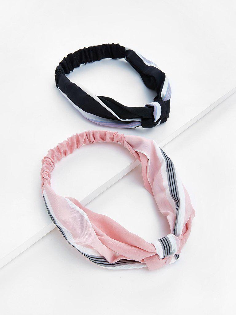 Striped Knot Headband 2pcs-hair-Des Mess