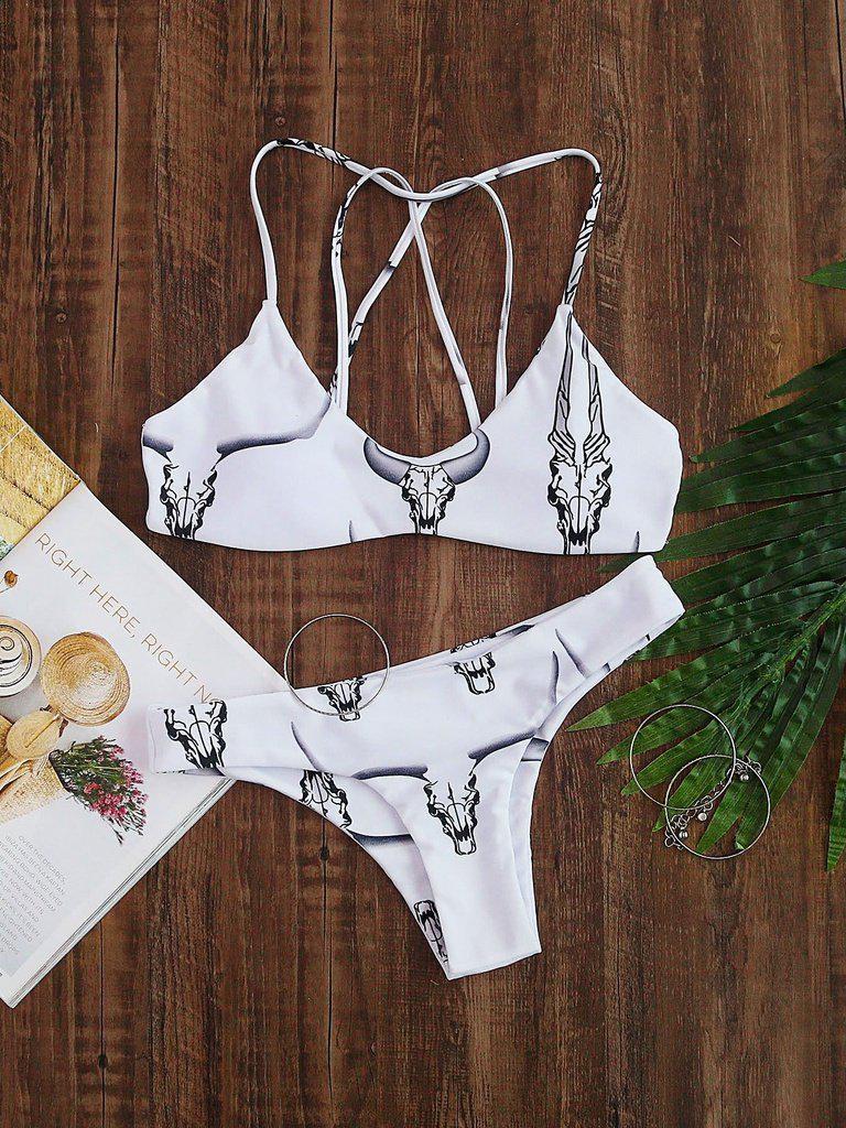 Animal Print Strappy Back Bikini Set-swimwear-Des Mess