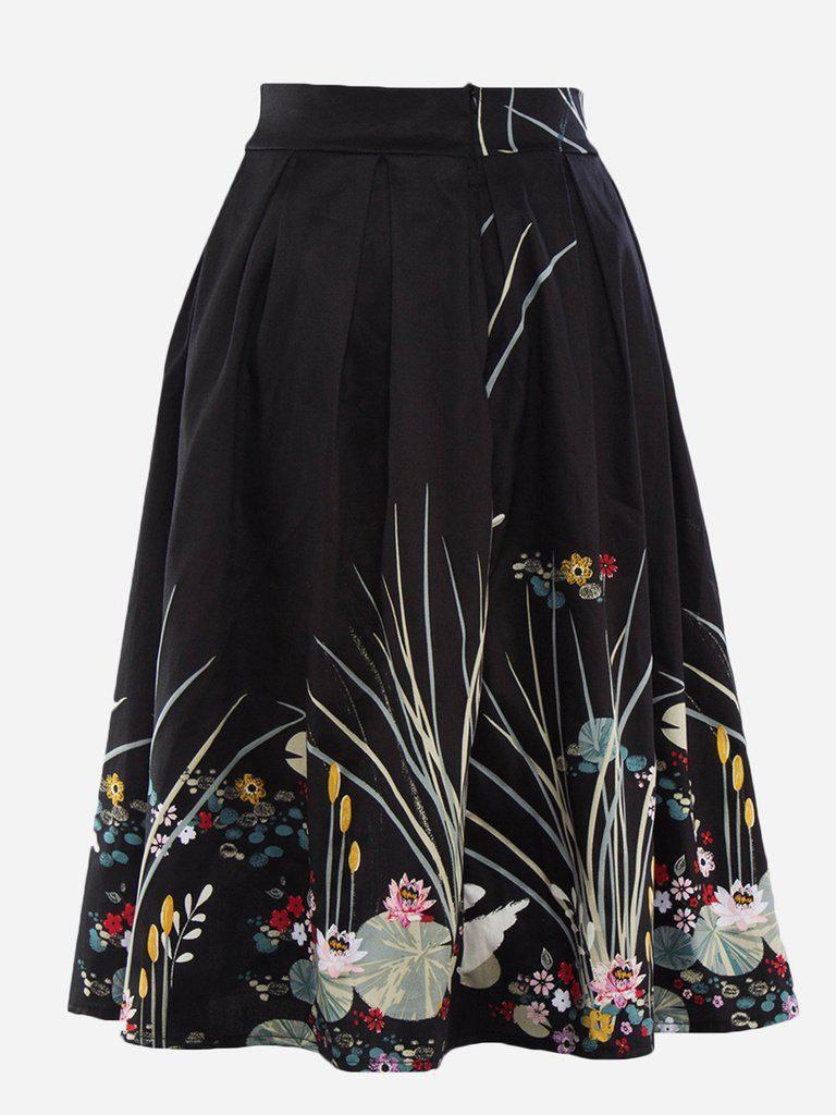 Swan Print Circle Skirt-bottom-Des Mess