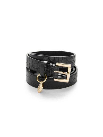 Embossed Crocodile Skinny Belt-accessories-Des Mess