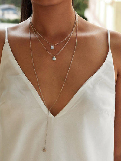 Sequin Pendant Design Chain Necklace Set-jewelry-Des Mess