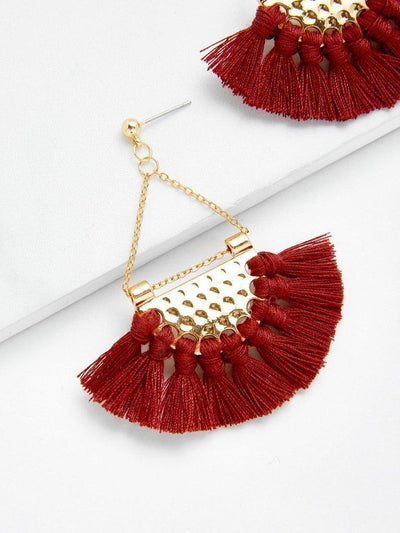 Mini Tassel Fan Shaped Earrings-jewelry-Des Mess