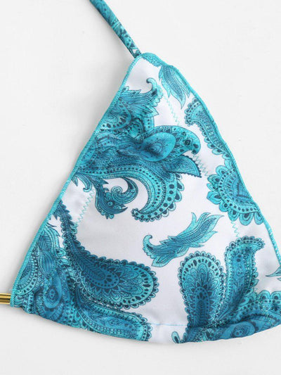 Paisley Print Self Tie Bikini Set-swimwear-Des Mess