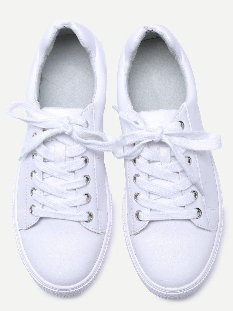 White Breathable Rubber Sole Low Top Sneakers-shoes-Des Mess