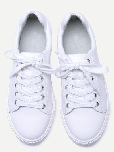 White Breathable Rubber Sole Low Top Sneakers-shoes-Des Mess