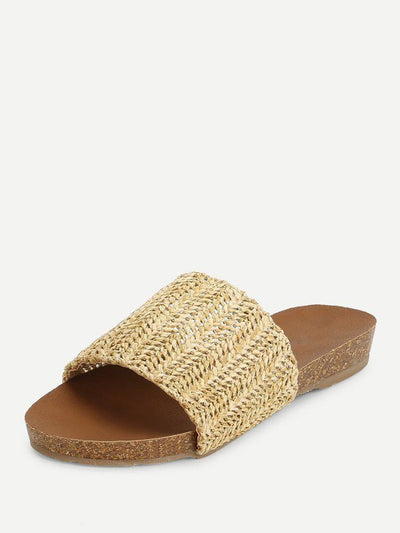 Woven Flat Slide Sandals-shoes-Des Mess