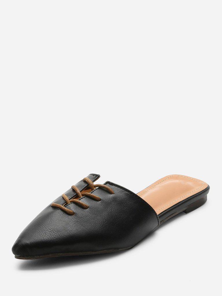 Pointed Toe Flat Mules-shoes-Des Mess