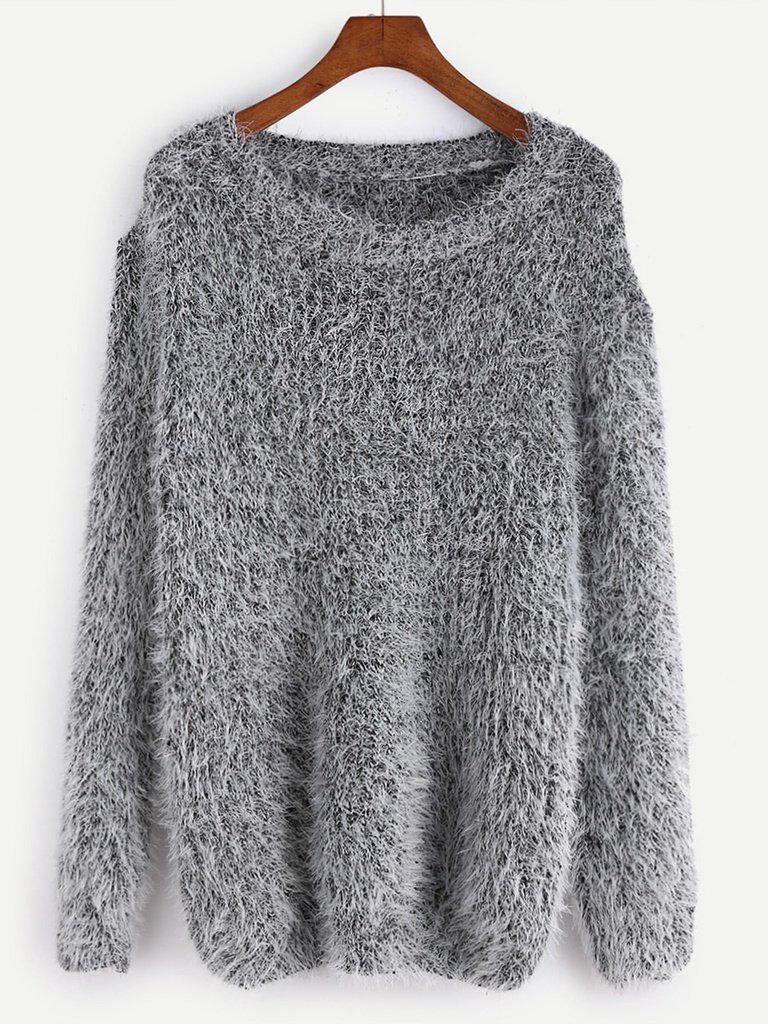 Fuzzy Chunky Knit Sweater-outerwear-Des Mess