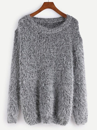 Fuzzy Chunky Knit Sweater-outerwear-Des Mess