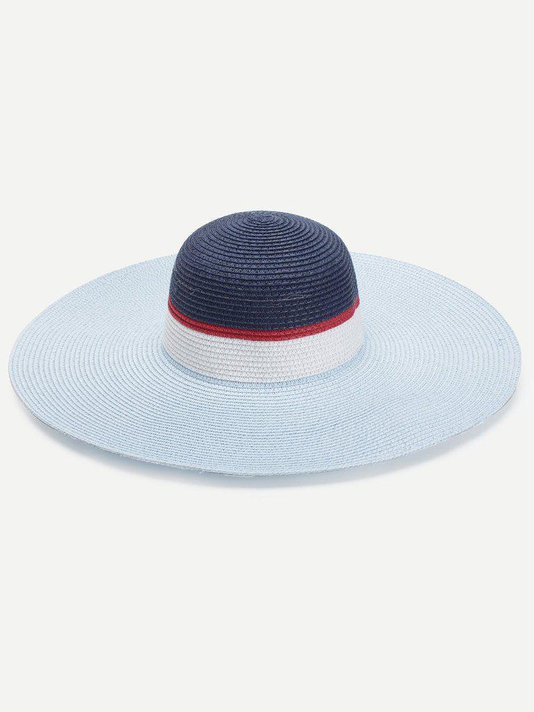 Color Block Design Floppy Hat-accessories-Des Mess