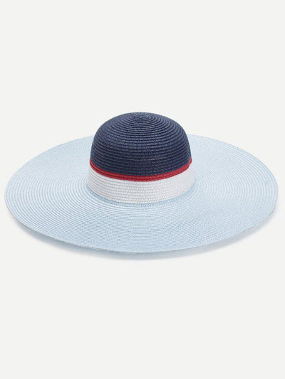 Color Block Design Floppy Hat-accessories-Des Mess
