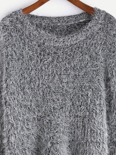 Fuzzy Chunky Knit Sweater-outerwear-Des Mess