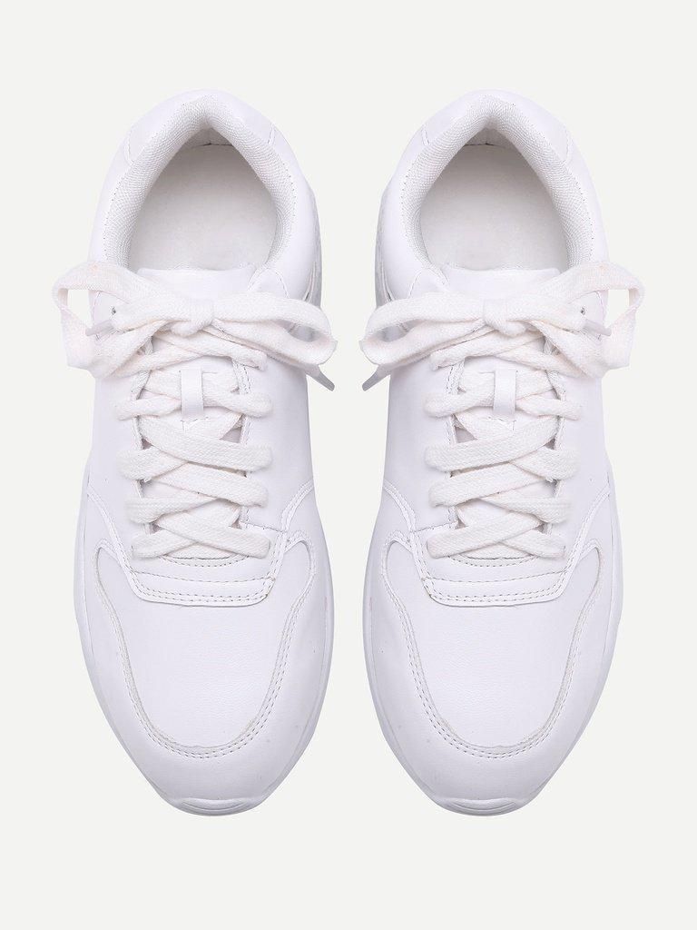 Faux Feather Lace Up Sneakers-shoes-Des Mess