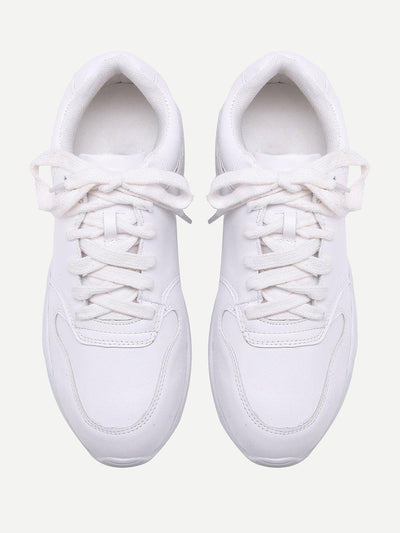 Faux Feather Lace Up Sneakers-shoes-Des Mess