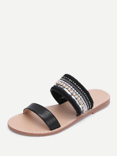 Tribal Embellished Flat Sandals-shoes-Des Mess