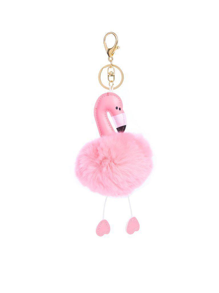 Flamingo Design Keychain With Pom Pom-others-Des Mess
