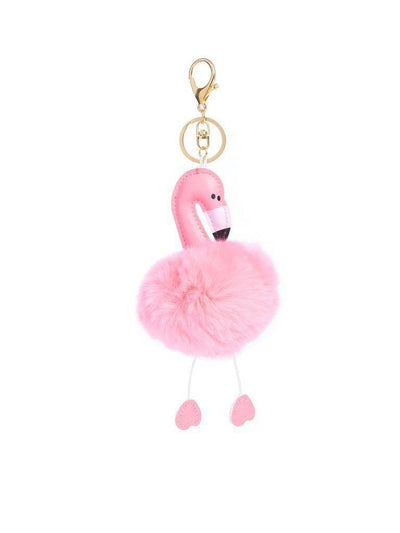 Flamingo Design Keychain With Pom Pom-others-Des Mess