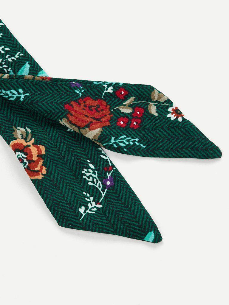 Calico & Fishbone Print Skinny Scarf-accessories-Des Mess
