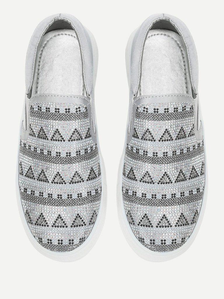 Geometric Pattern Slip On Sneakers-shoes-Des Mess