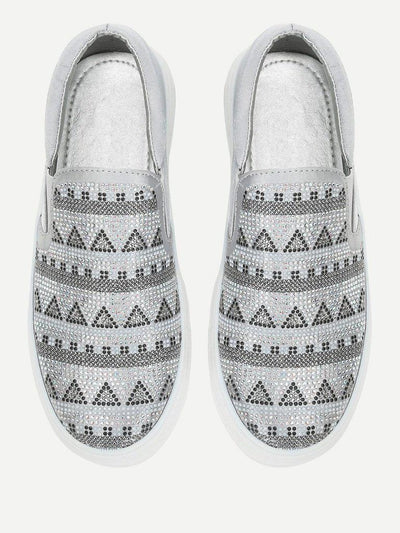 Geometric Pattern Slip On Sneakers-shoes-Des Mess