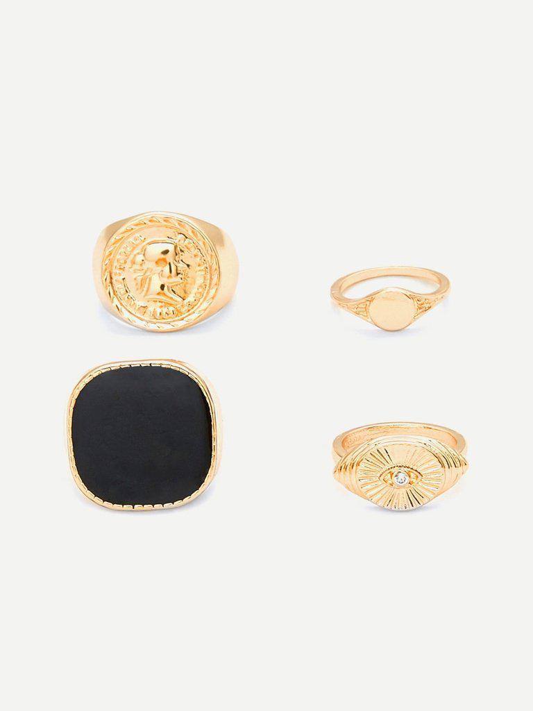 Contrast Retro Ring Set-jewelry-Des Mess
