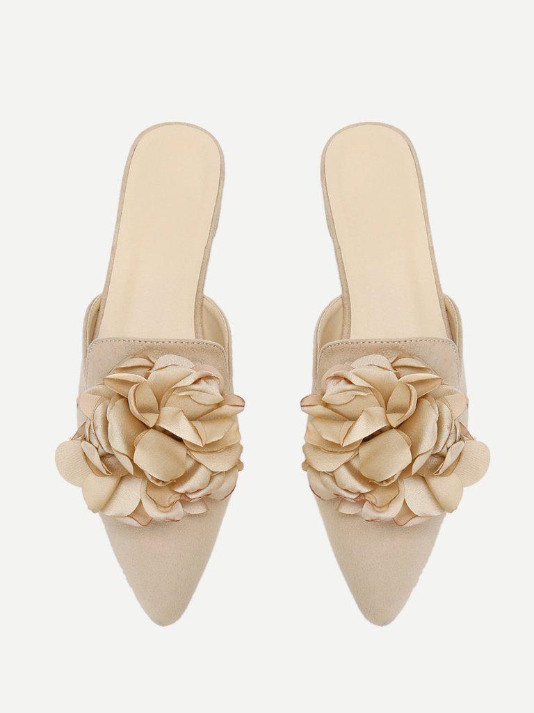 Flower Applique Flat Mules-shoes-Des Mess