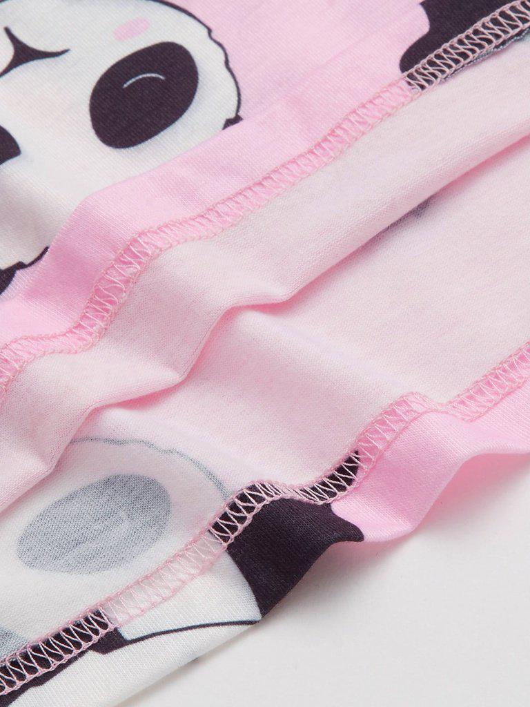 Panda Print Tee And Shorts Pajama Set-loungewear-Des Mess