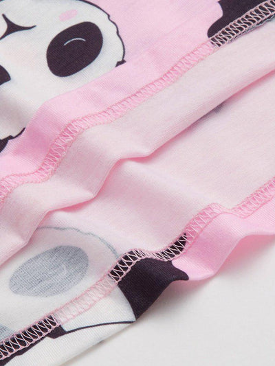 Panda Print Tee And Shorts Pajama Set-loungewear-Des Mess