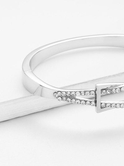 Rhinestone Inlay Spring Cuff Bangle--Des Mess