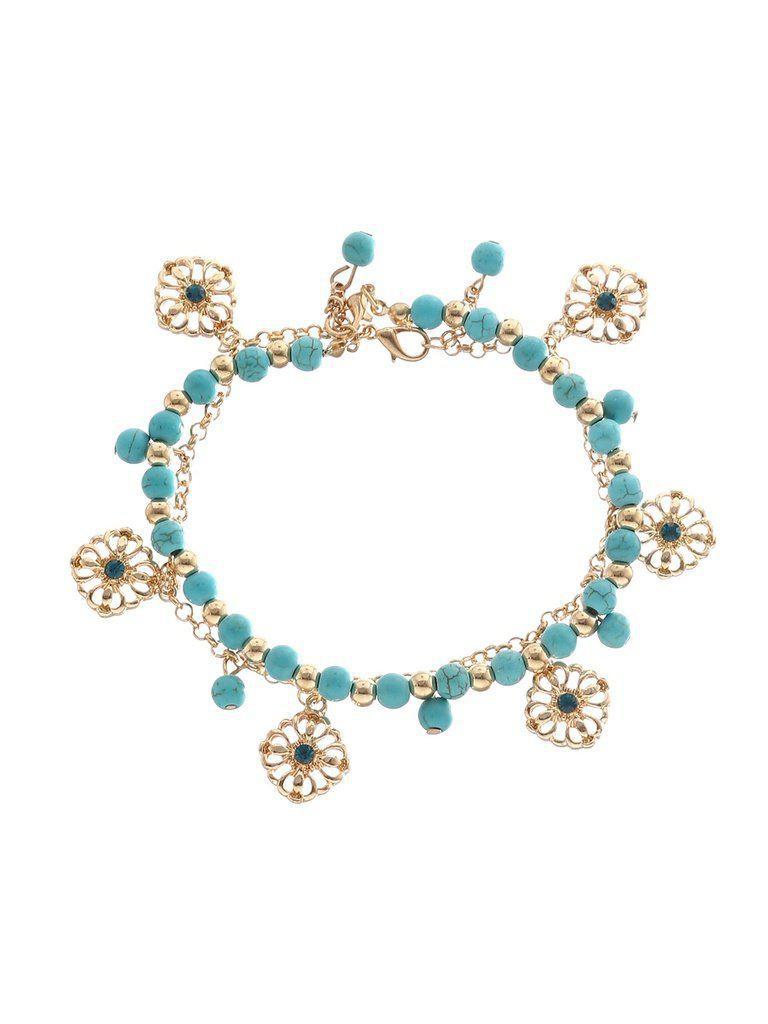 Turquoise Tassel Boho Anklet-jewelry-Des Mess