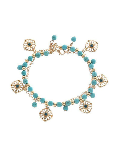Turquoise Tassel Boho Anklet-jewelry-Des Mess