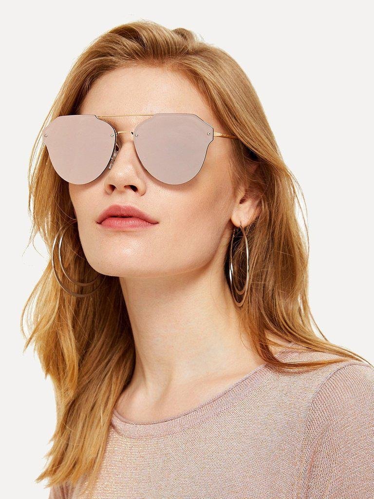 Mirror Lens Rimless Sunglasses-accessories-Des Mess