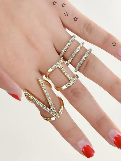3Pcs/Set Hyperbole Geometric Circle V Shape Finger Rings-jewelry-Des Mess
