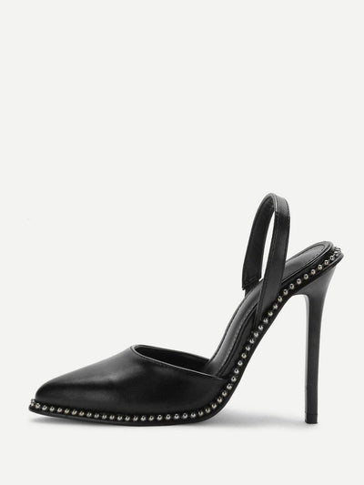 Studded Detail Slingback Stiletto Heels-shoes-Des Mess
