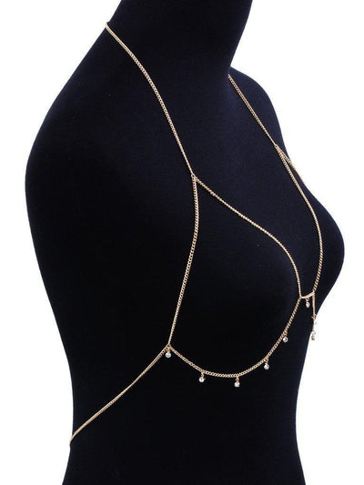 Rhinestone Detail Bralet Body Chain-jewelry-Des Mess