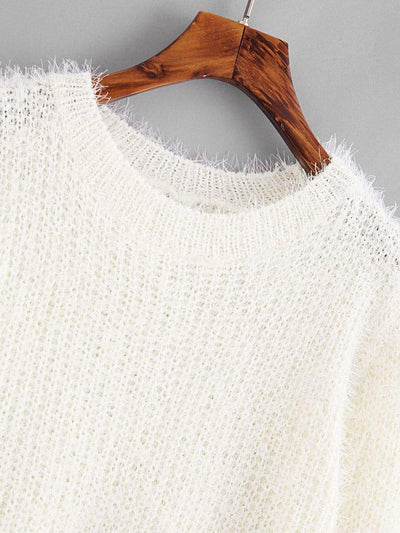 Fuzzy Chunky Knit Sweater-outerwear-Des Mess