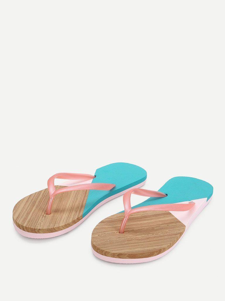 Color Block Flip Flops-shoes-Des Mess