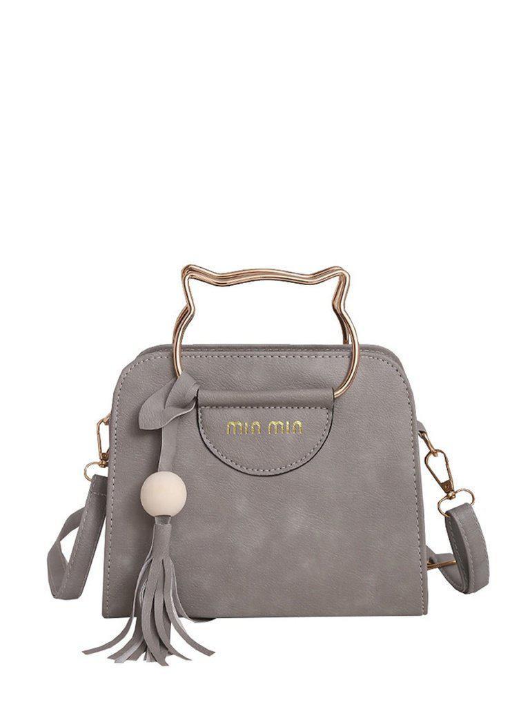 Tassel Detail Shoulder Bag With Cat Ear Handel-accessories-Des Mess
